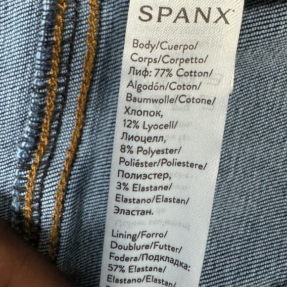 Spanx Jeans Women’s Blue Jeggings Stretch Wide Leg Flare Frayed S… - Picture 8 of 9